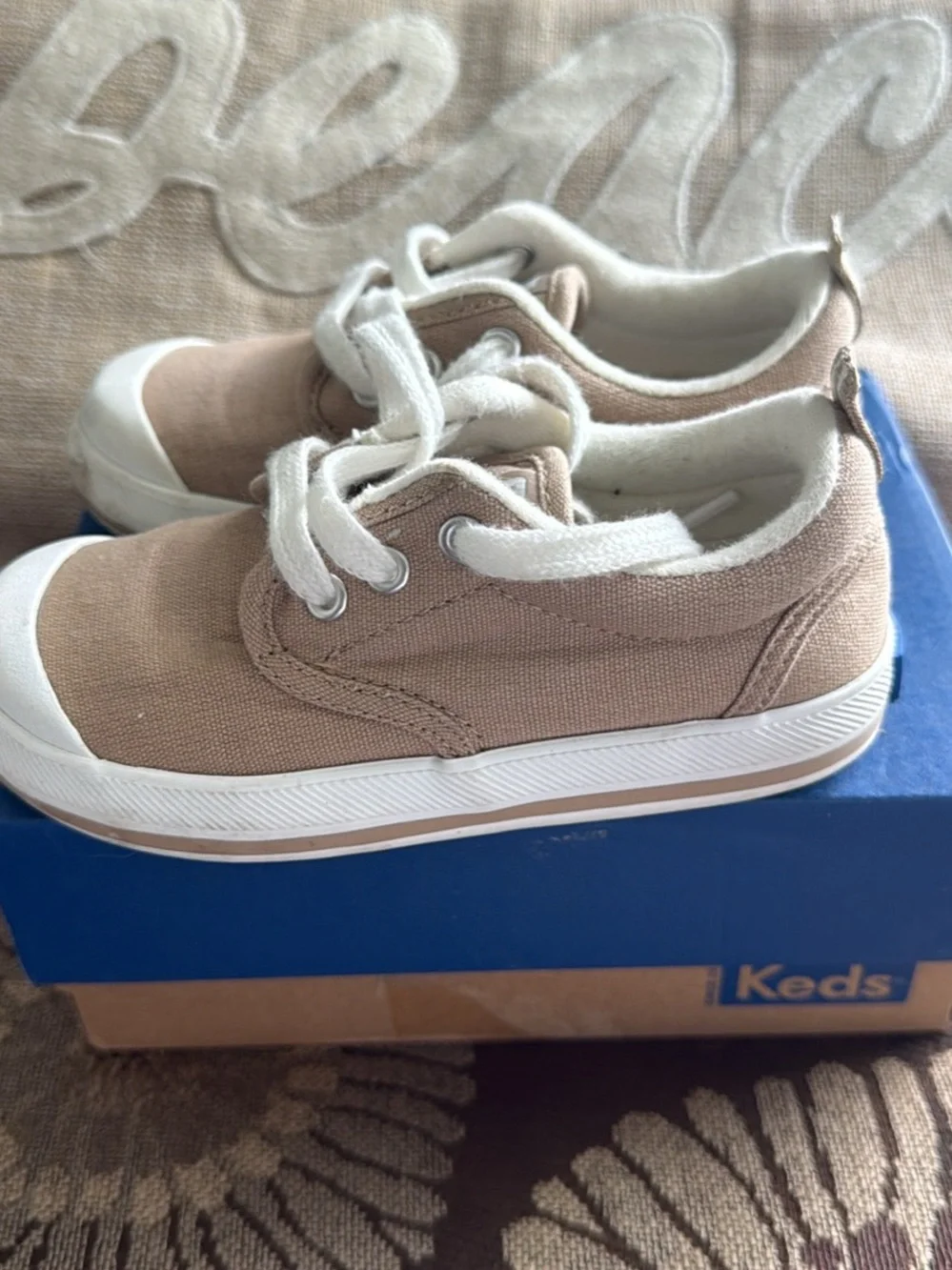 Keds Toddler/Tween Beige and Tan Canvas Sneakers